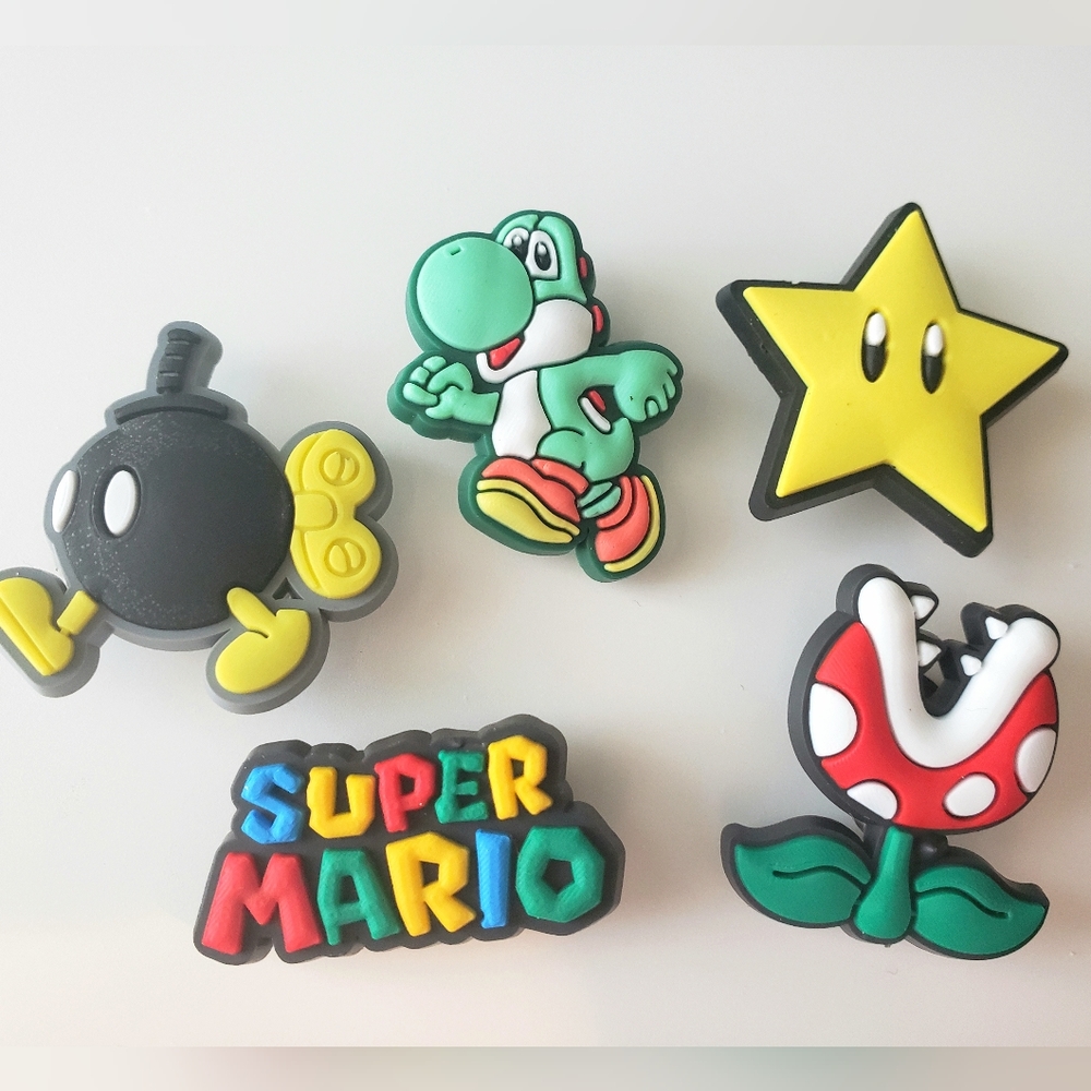 5 x Croc Charms / Jibbitz, Super Mario Style